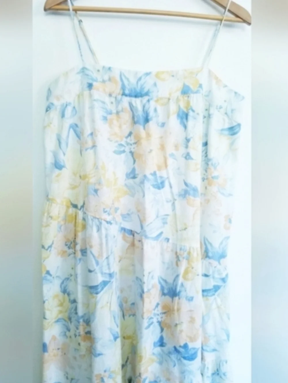 Abercrombie & Fitch Floral Sleeveless Spaghetti Strap Linen Blend Maxi Dress